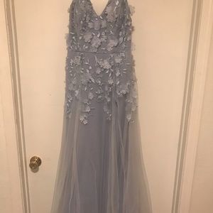 Light Blue Floor Length A-Line Ballgown Prom Dress Size 13